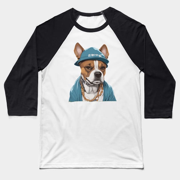 Hip Hop Dog Baseball T-Shirt by ReaBelle